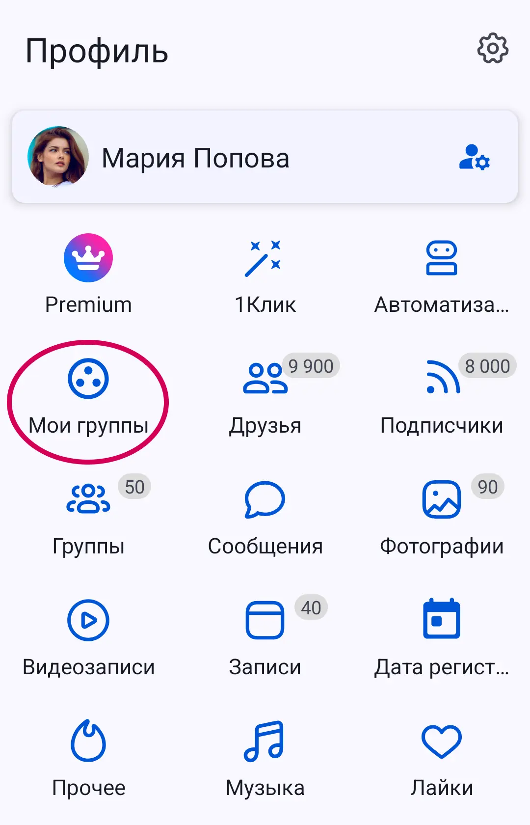 Экран Профиля в VKHelper